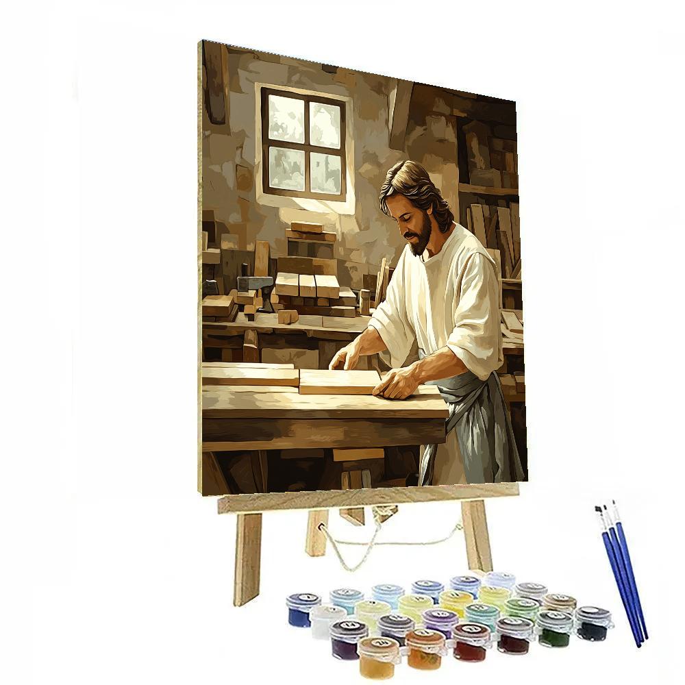 Carpenter Bench Jesus In Quiet Workshop Paint by numbers kits
