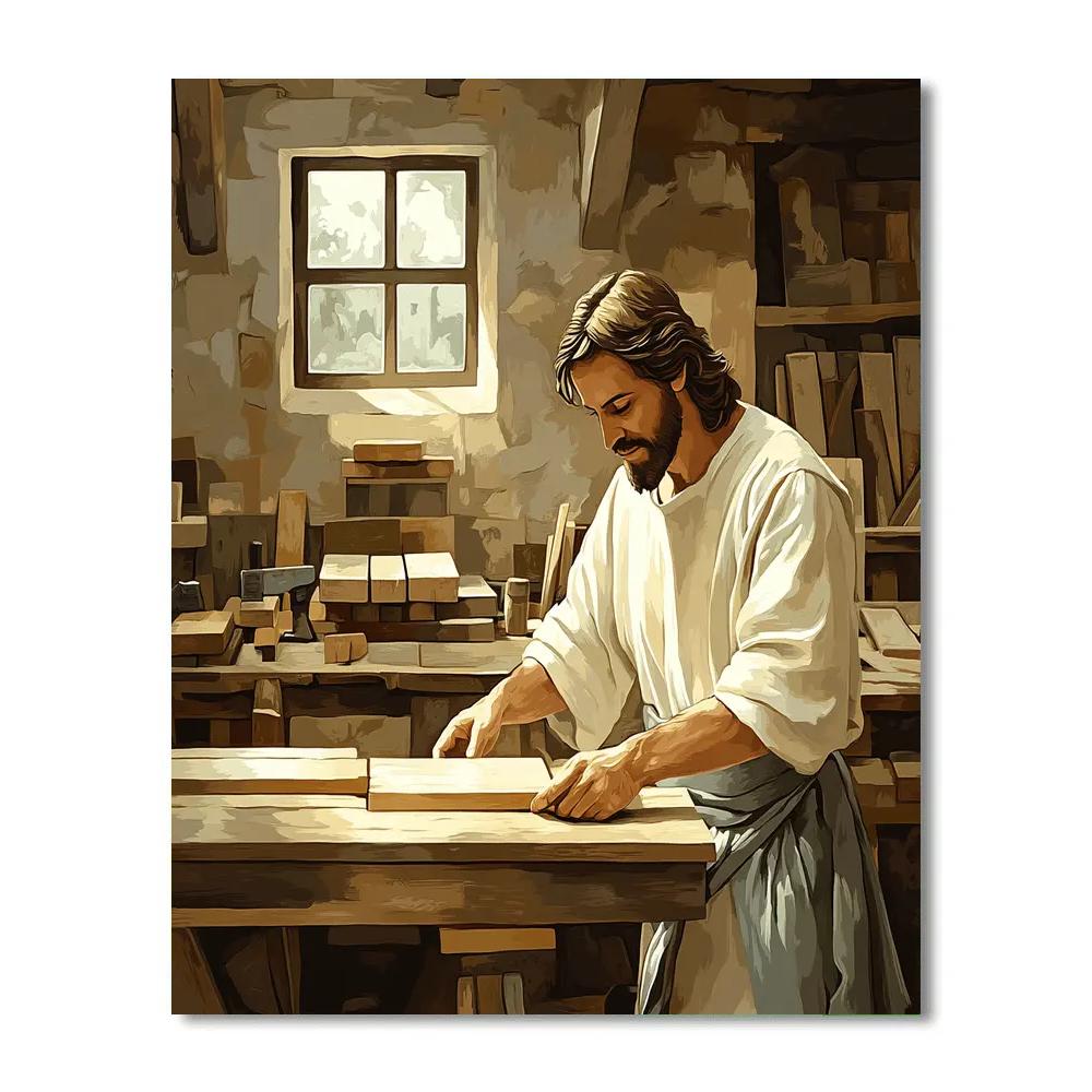 Carpenter Bench Jesus In Quiet Workshop Paint by numbers kits