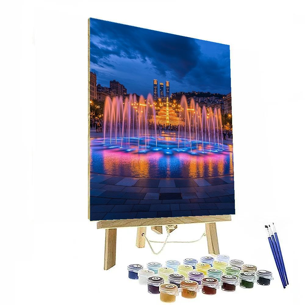 Montjuic Magic Fountain Plaza Barcelona Spain Painting by numbers kit