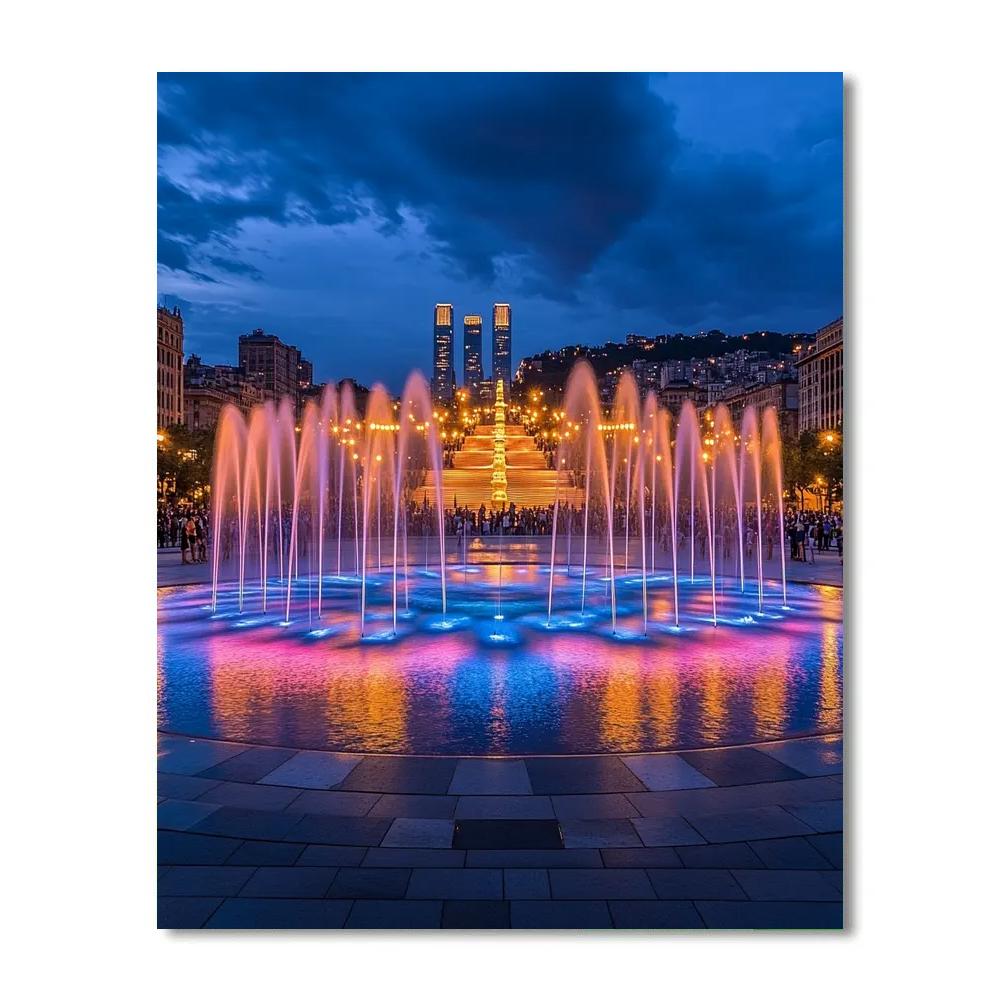 Montjuic Magic Fountain Plaza Barcelona Spain Painting by numbers kit