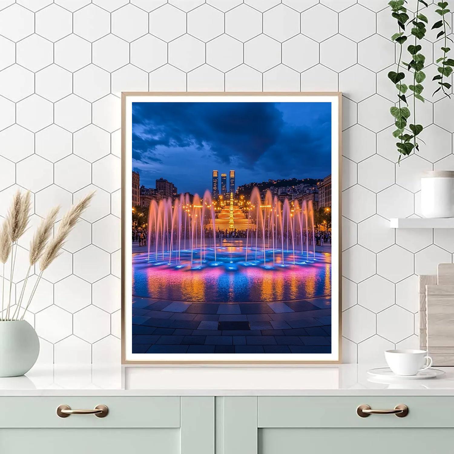 Montjuic Magic Fountain Plaza Barcelona Spain Painting by numbers kit