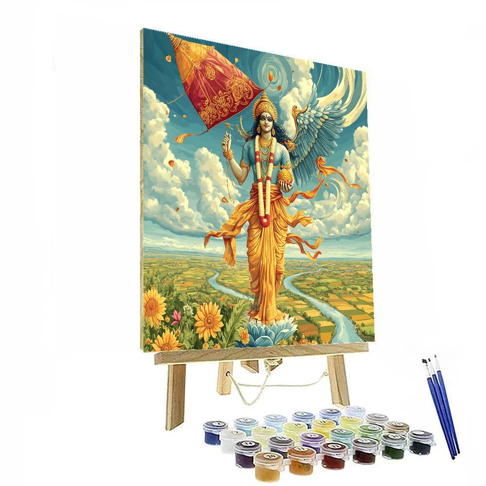 Vishnu Riding The Wind Kite Of Garuda Number painting