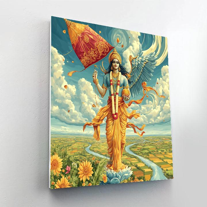 Vishnu Riding The Wind Kite Of Garuda Number painting