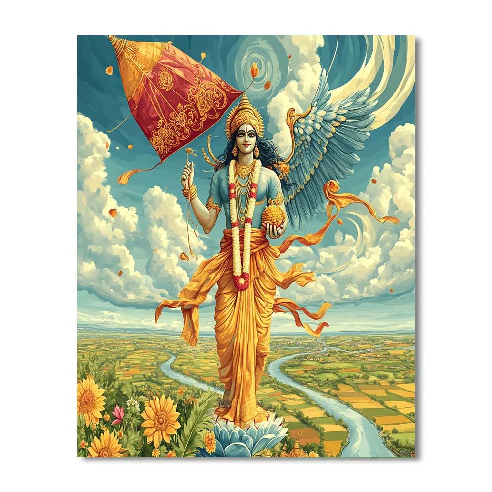 Vishnu Riding The Wind Kite Of Garuda Number painting