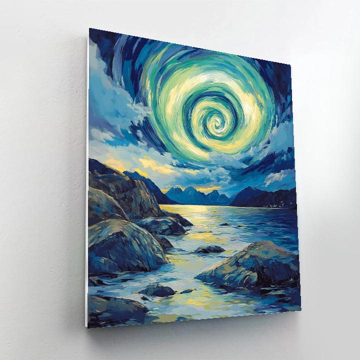 Edvard Munch Inspired Aurora Vortex Over Silent Fjord Painting by numbers kit
