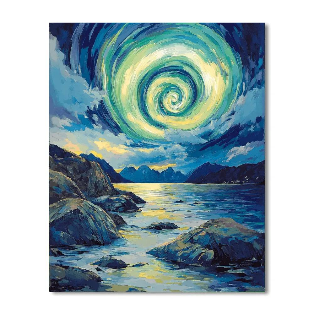 Edvard Munch Inspired Aurora Vortex Over Silent Fjord Painting by numbers kit