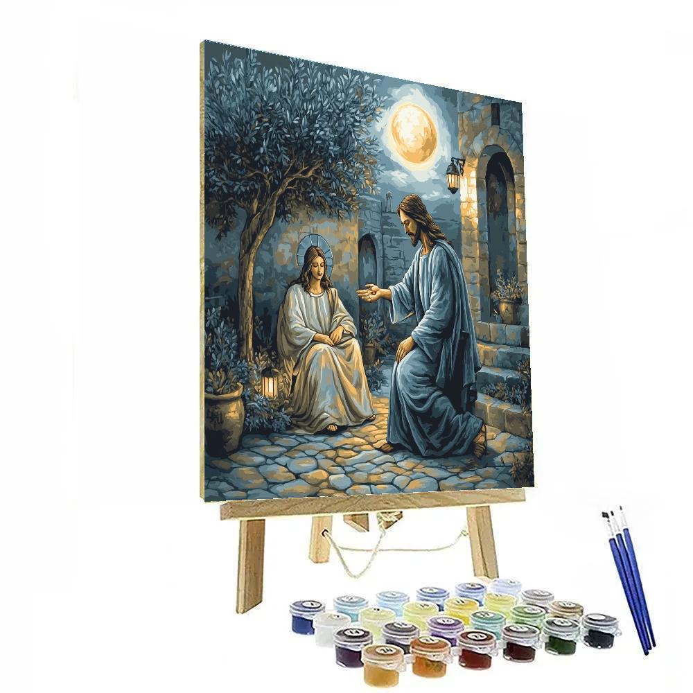 Jesus Healing Hands By Moonlit Courtyard paint by number