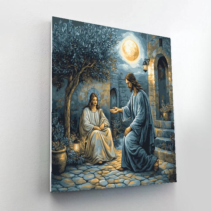 Jesus Healing Hands By Moonlit Courtyard paint by number