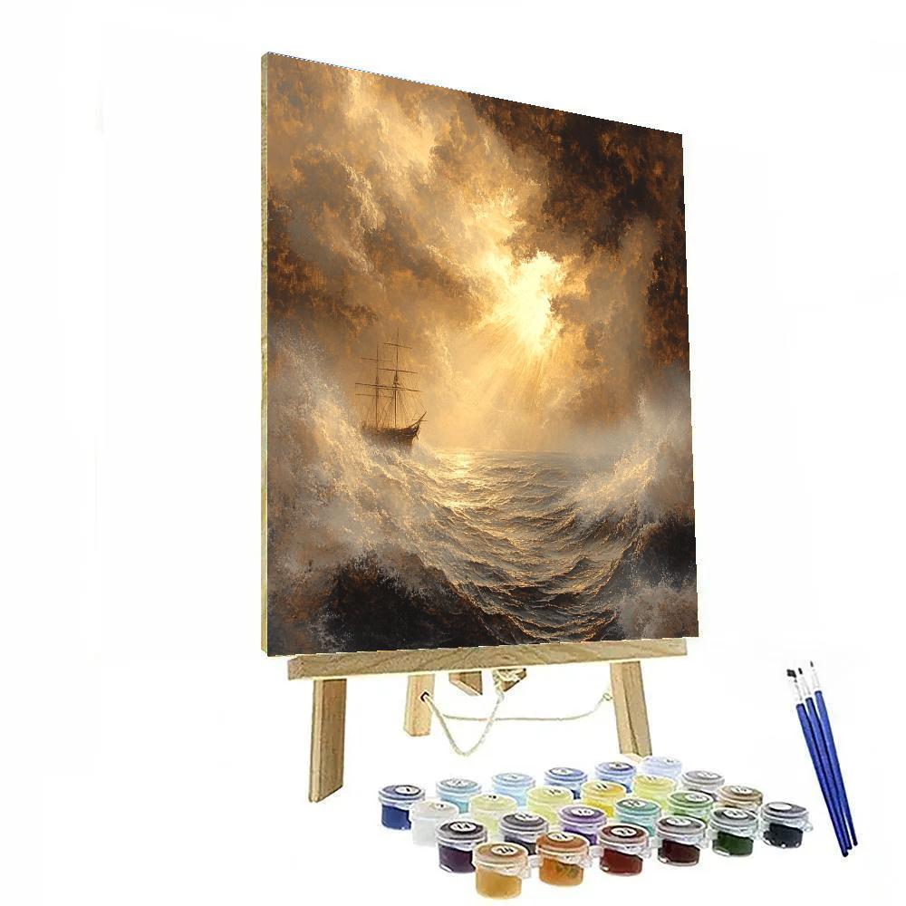 JMW Turner Inspired Ship Through Golden Stormlight Numbered painting kits