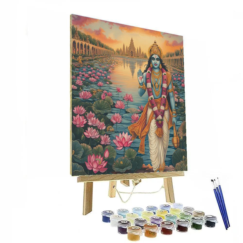 Vishnu And The Garden Of Infinite Lotuses Number painting