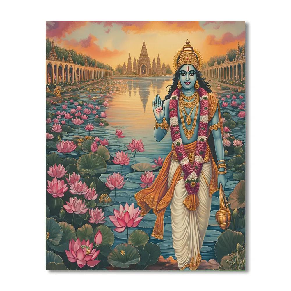 Vishnu And The Garden Of Infinite Lotuses Number painting
