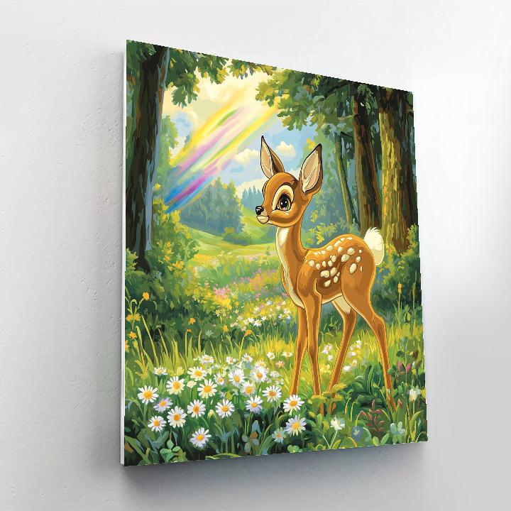 Bambi Meadow Rainbow Drizzle Number painting