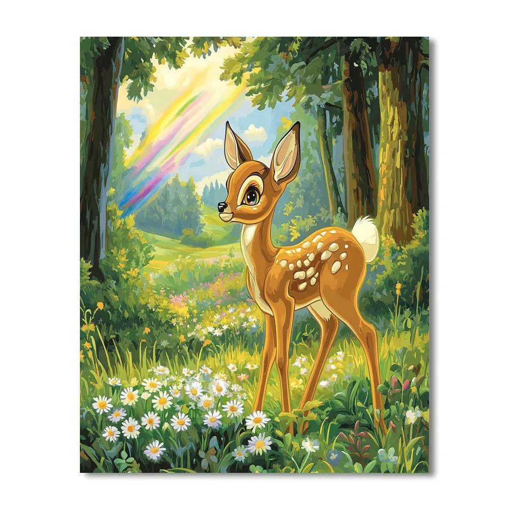 Bambi Meadow Rainbow Drizzle Number painting