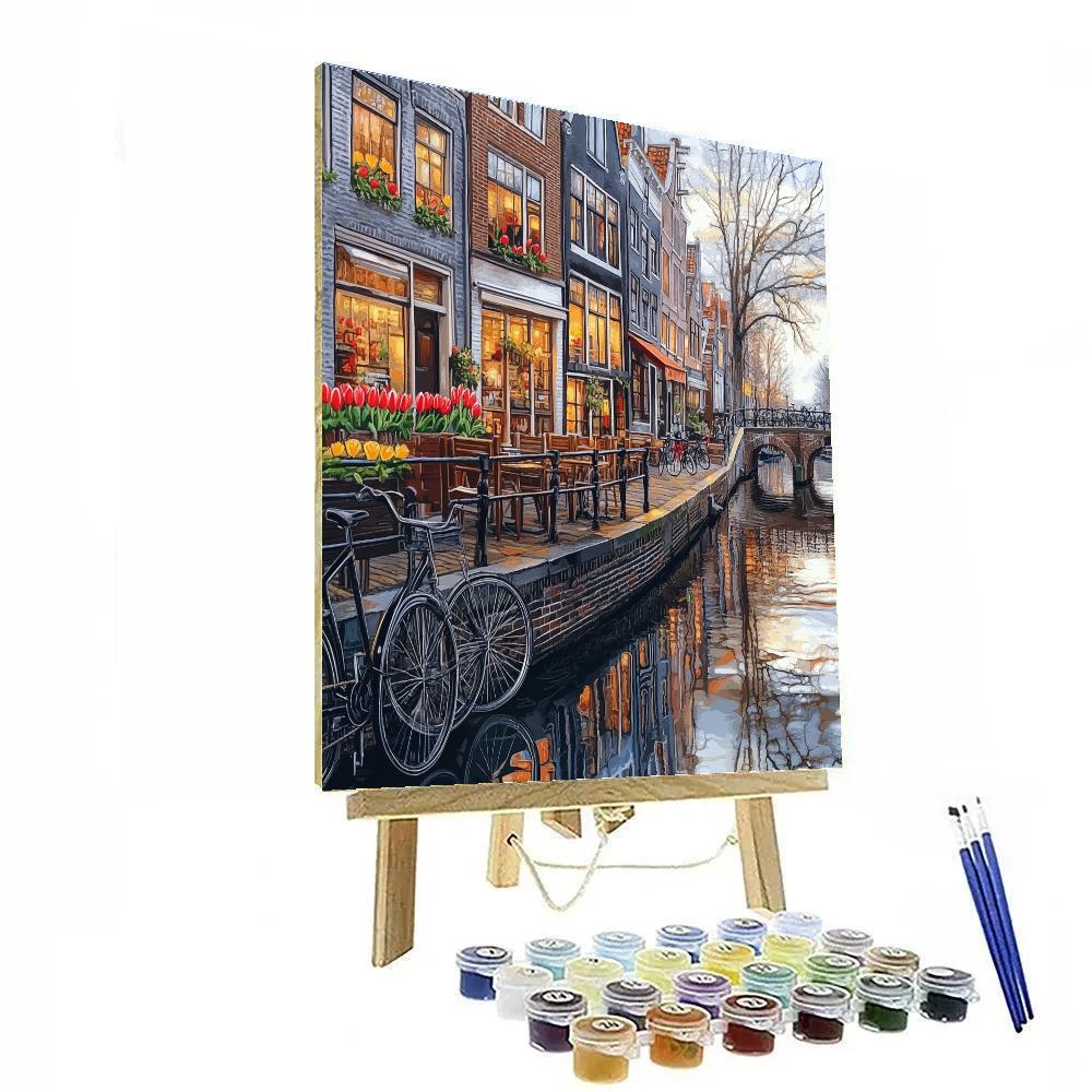Canal Side Cafes On The Jordaan Amsterdam Netherlands paint by numbers