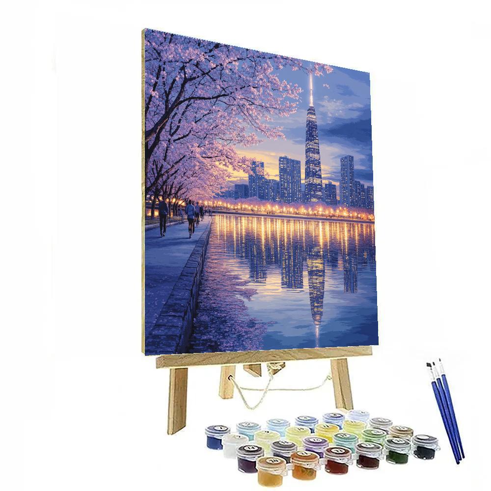 Skyline From Seokchon Lake Seoul South Korea Paint by numbers art