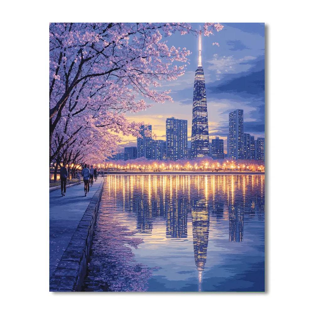 Skyline From Seokchon Lake Seoul South Korea Paint by numbers art