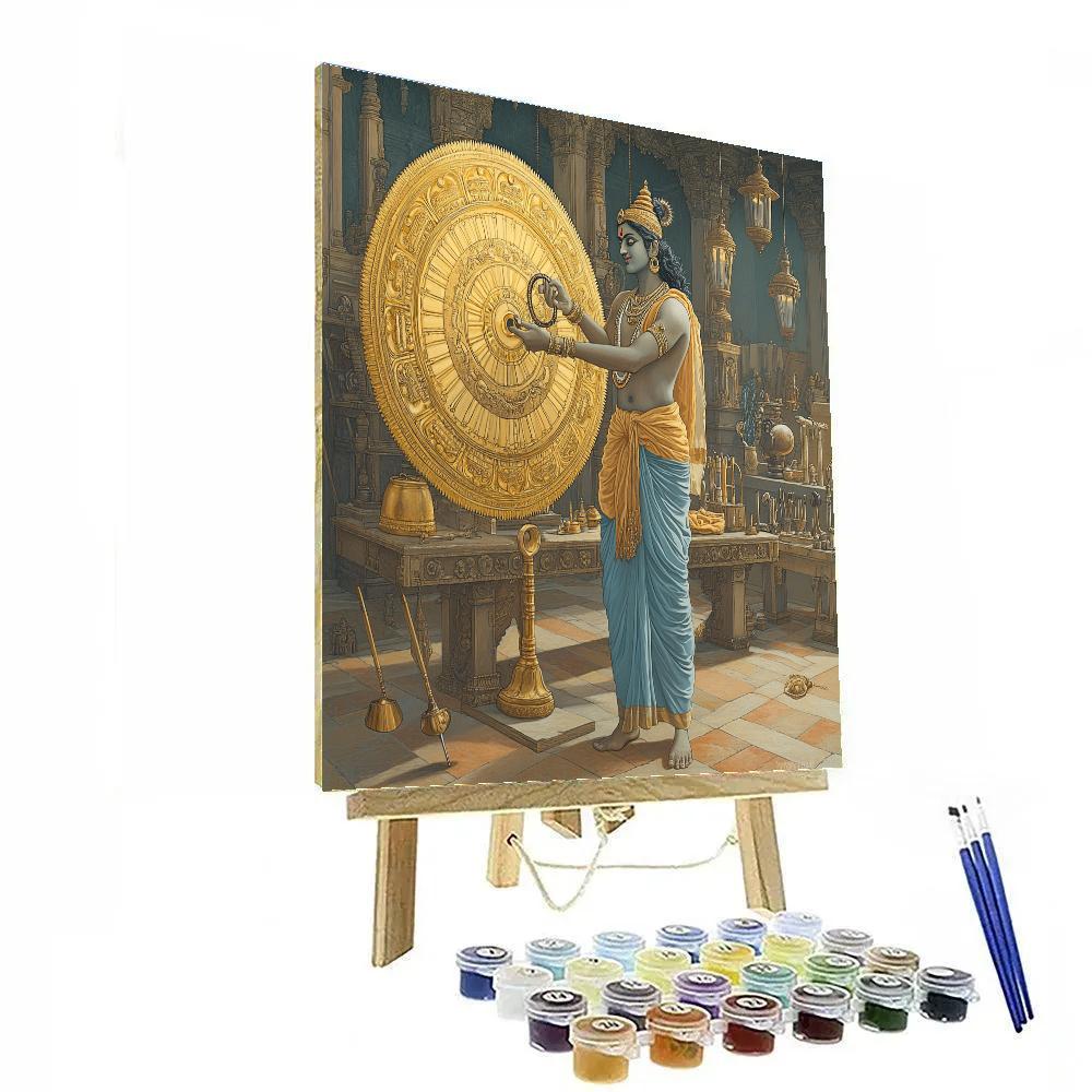 Vishnu In The Clockwork Chakra Workshop Number painting