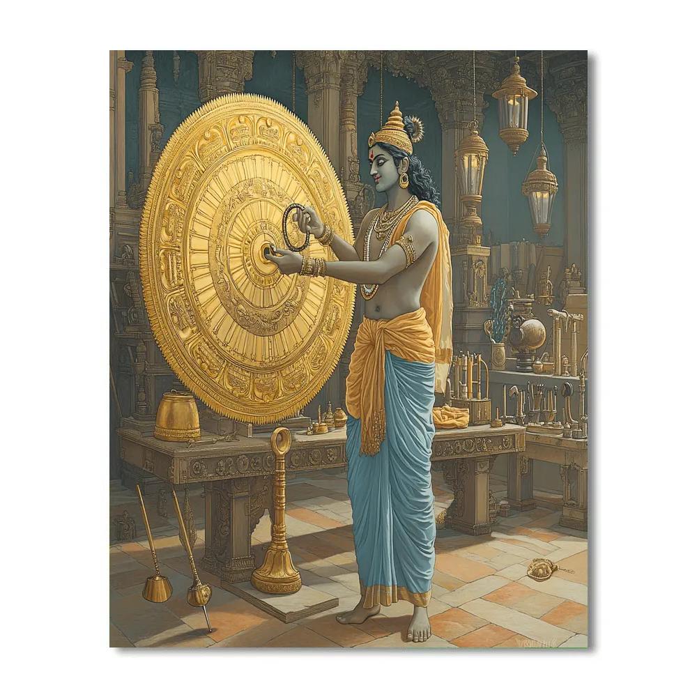 Vishnu In The Clockwork Chakra Workshop Number painting