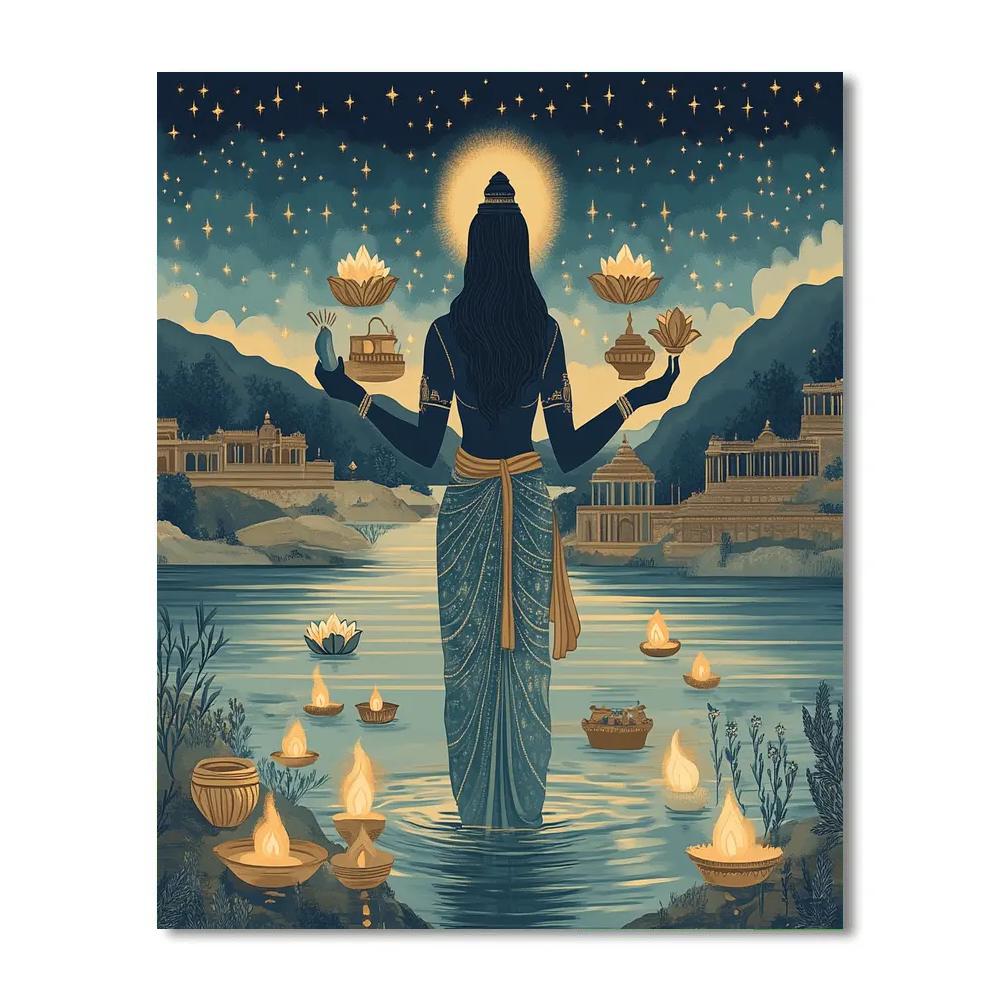 Starlit Riverbank Ceremony With Brahma paint by number