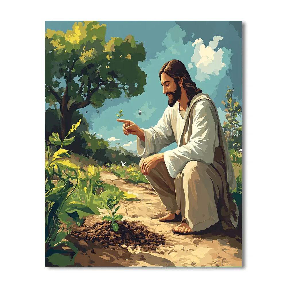 Jesus Parable Garden With Mustard Seed Sprout Number painting
