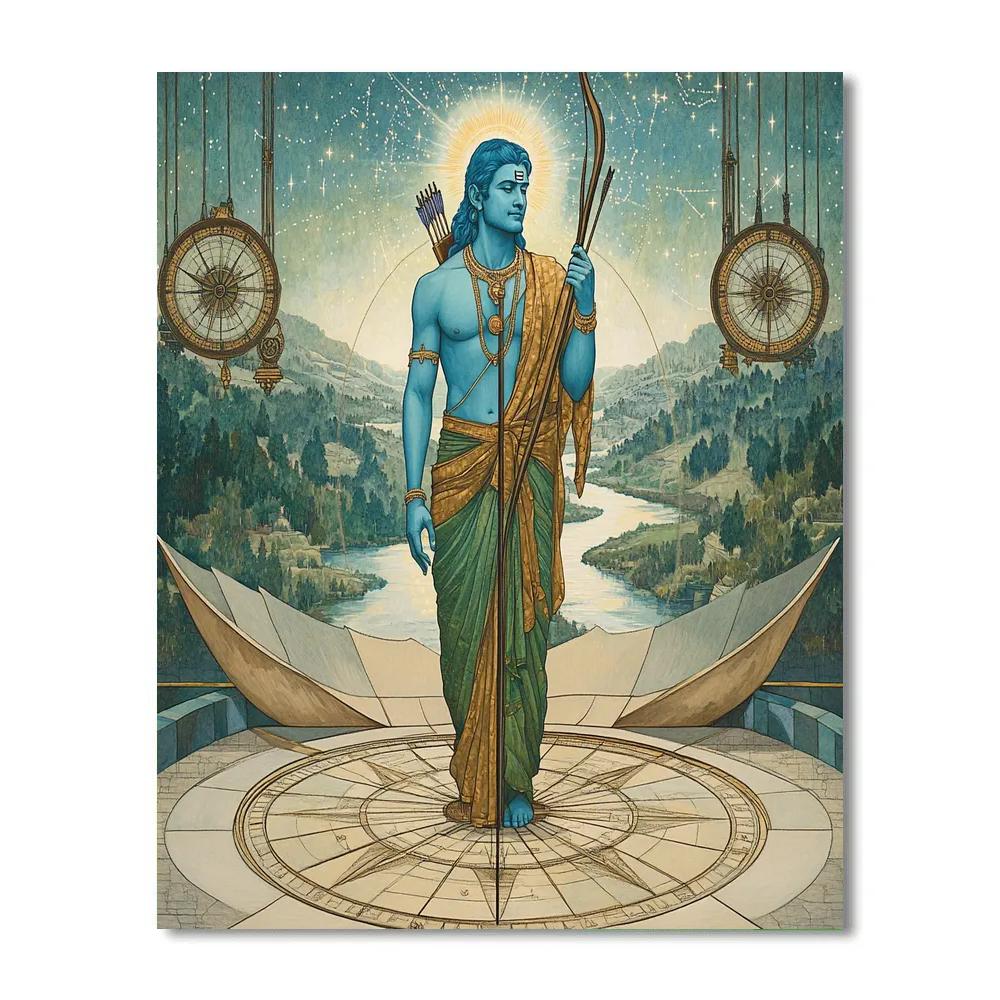 Lotus Observatory With Rama In Quiet Vigil Numbered painting kits