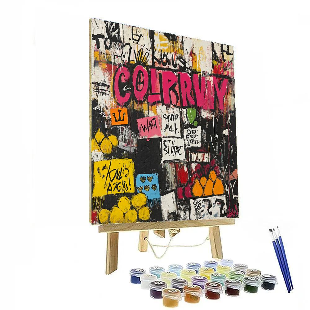 Jean Michel Basquiat Inspired Street Market Icons Numbered painting kits