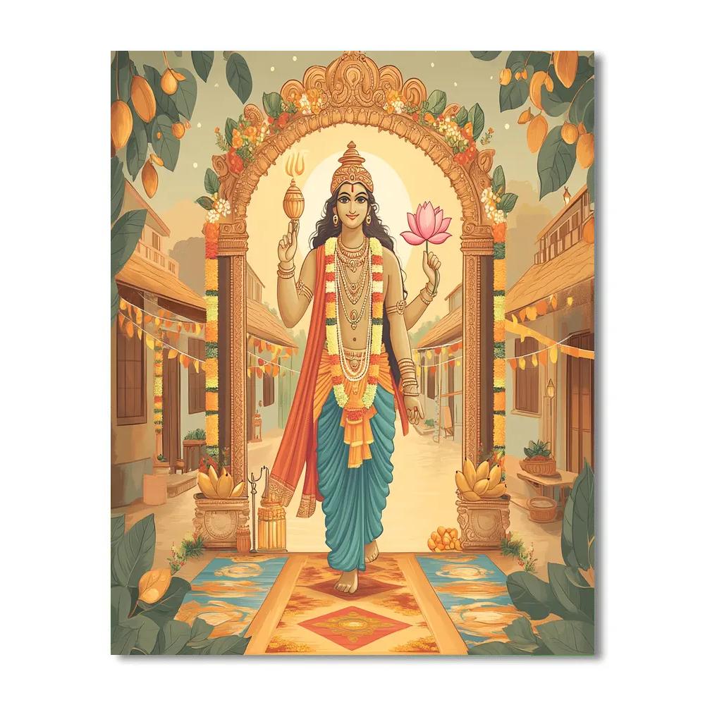 Vishnu Protecting The Village Threshold Numbered painting kits