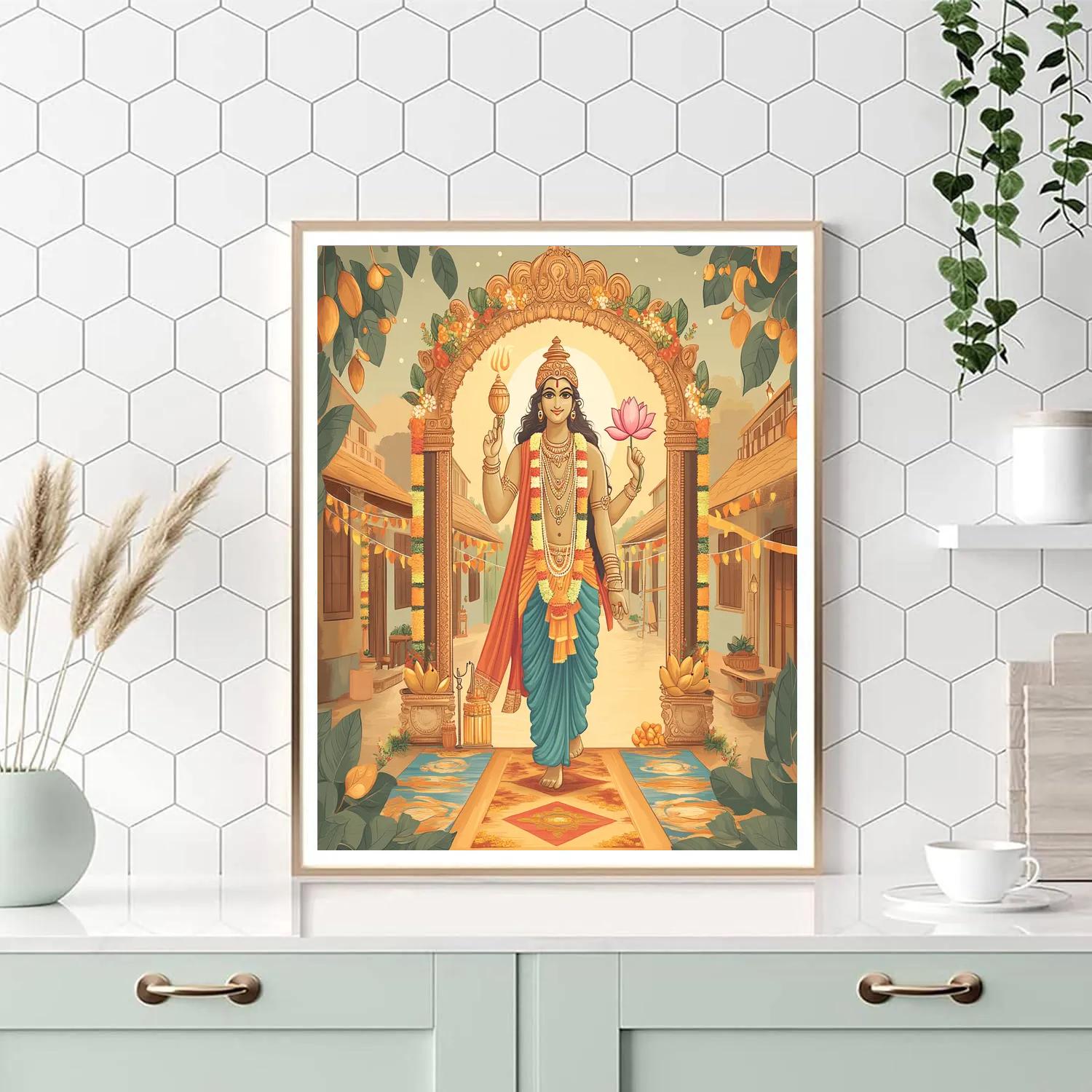 Vishnu Protecting The Village Threshold Numbered painting kits