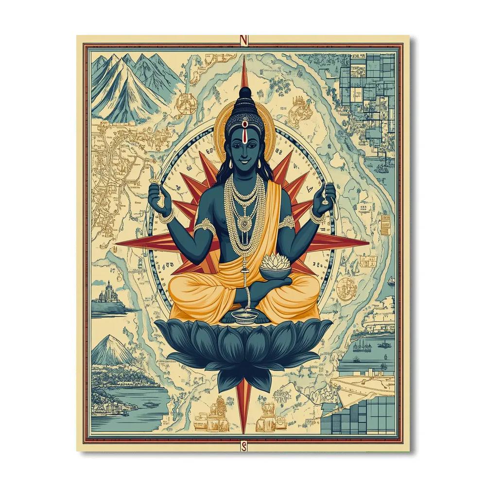 Four Direction Map With Brahma At Center paint by numbers