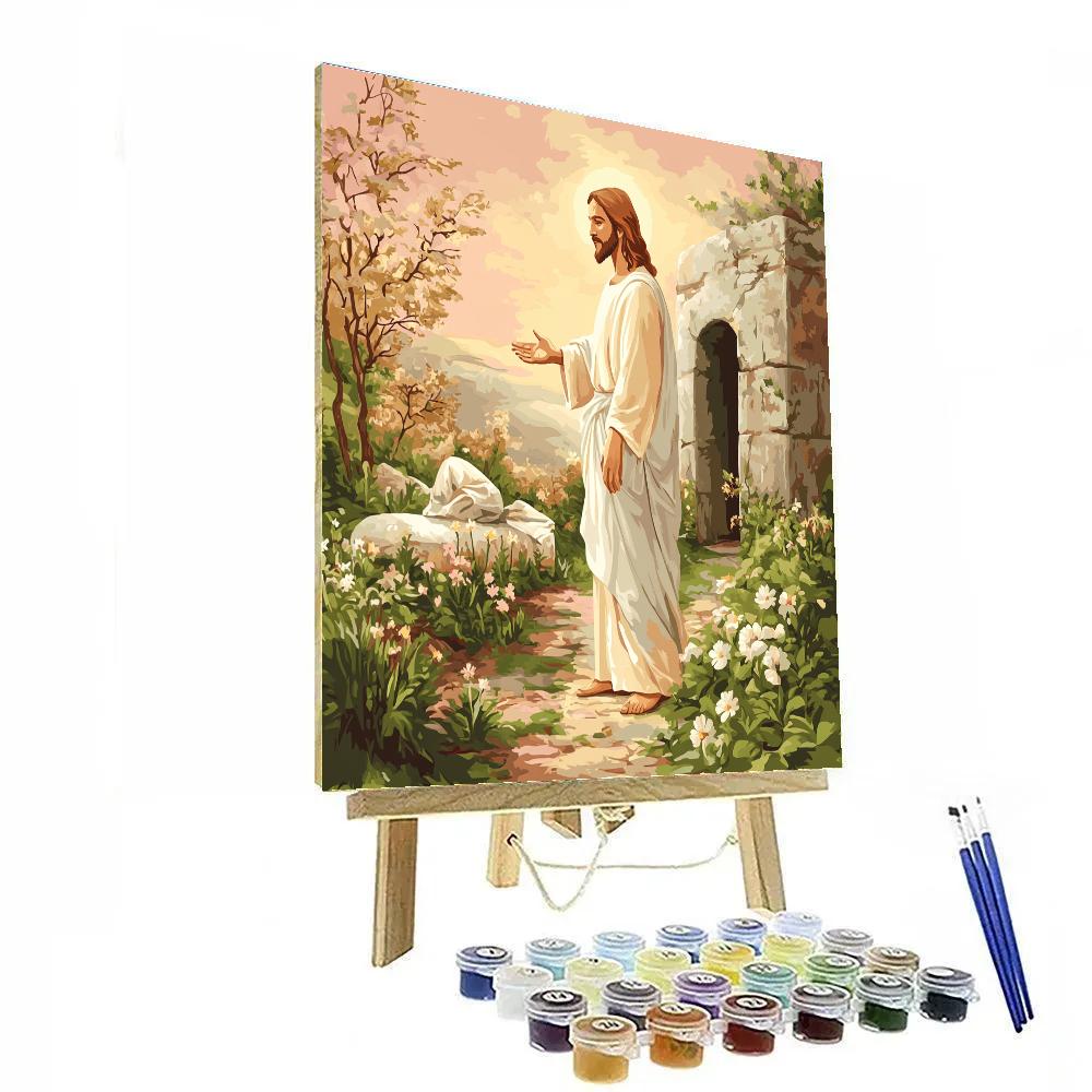 Jesus Risen Garden At First Light paint by numbers