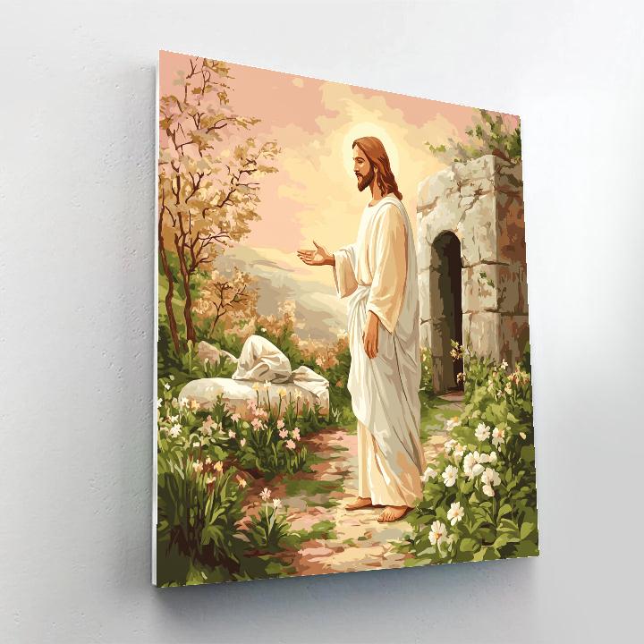 Jesus Risen Garden At First Light paint by numbers
