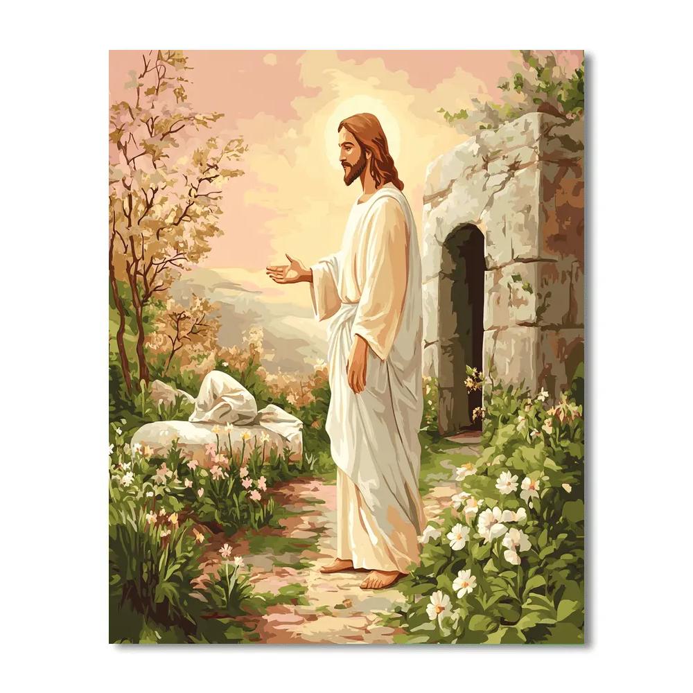 Jesus Risen Garden At First Light paint by numbers