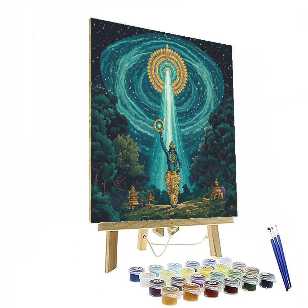 Vishnu And The Aurora Chakra Sky painting number kit