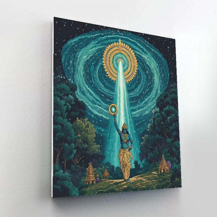 Vishnu And The Aurora Chakra Sky painting number kit