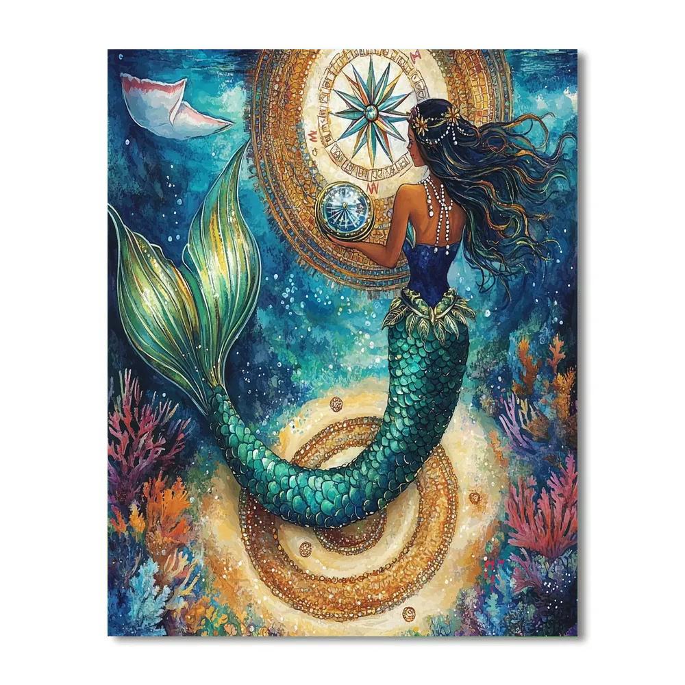 Tideglass Mermaid Cartographer Number painting