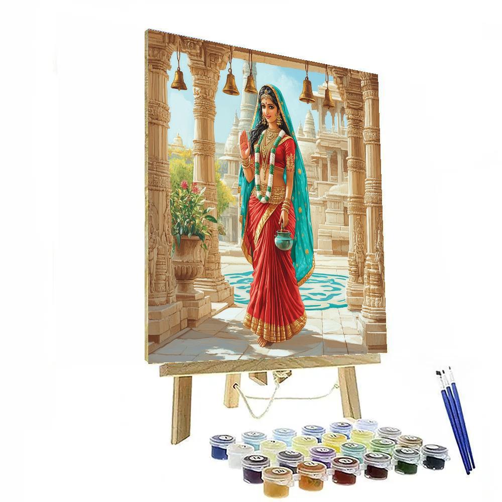 Temple Courtyard With Parvati Blessing paint by color
