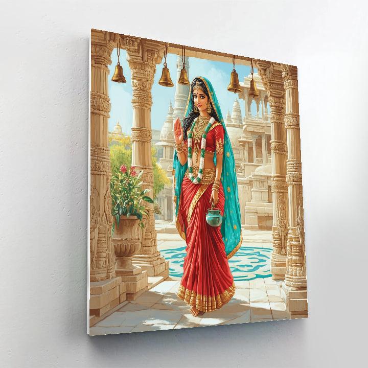 Temple Courtyard With Parvati Blessing paint by color