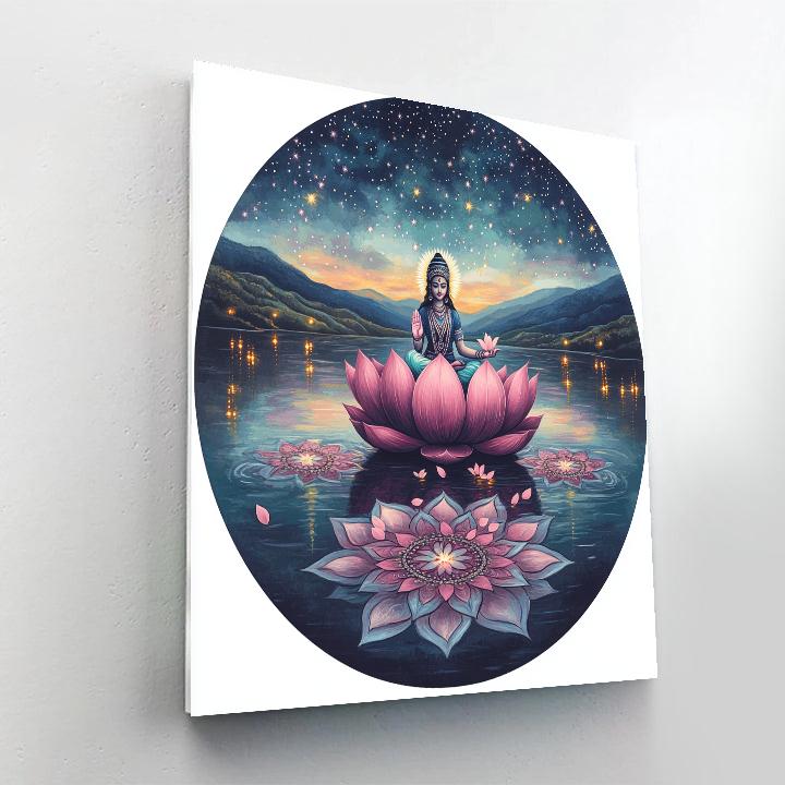 Parvati In Cosmic Lotus Lake painting number kit