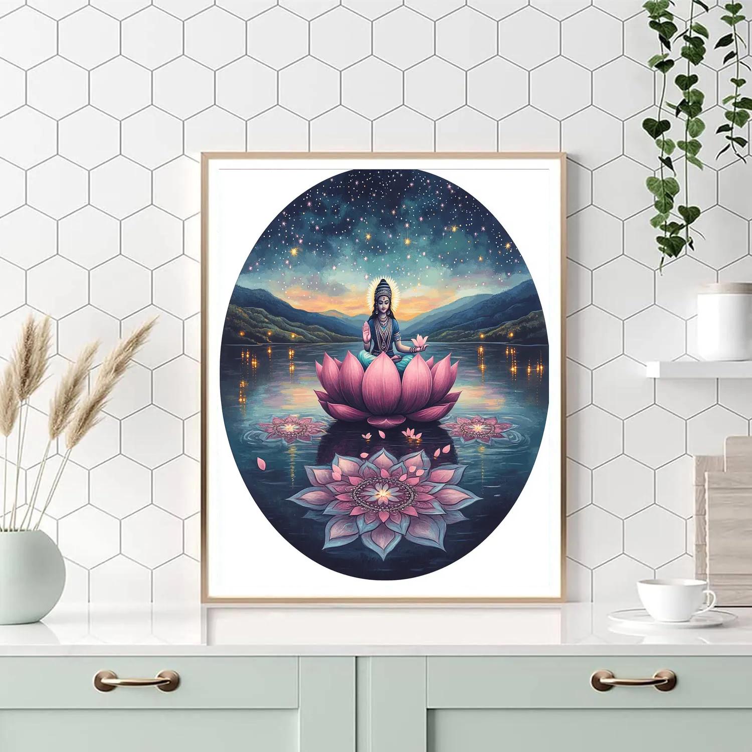 Parvati In Cosmic Lotus Lake painting number kit