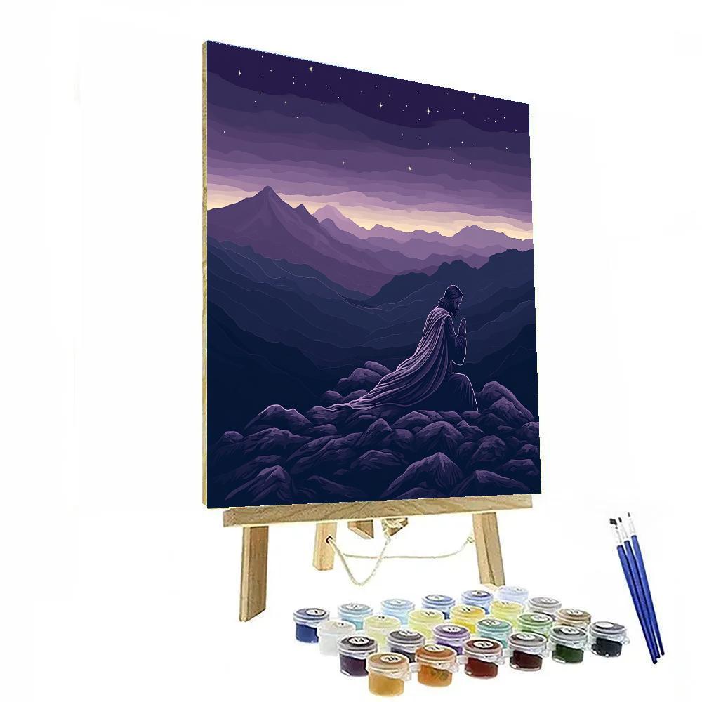 Jesus Prayer On Mountain Ridge At Twilight DIY paint by numbers