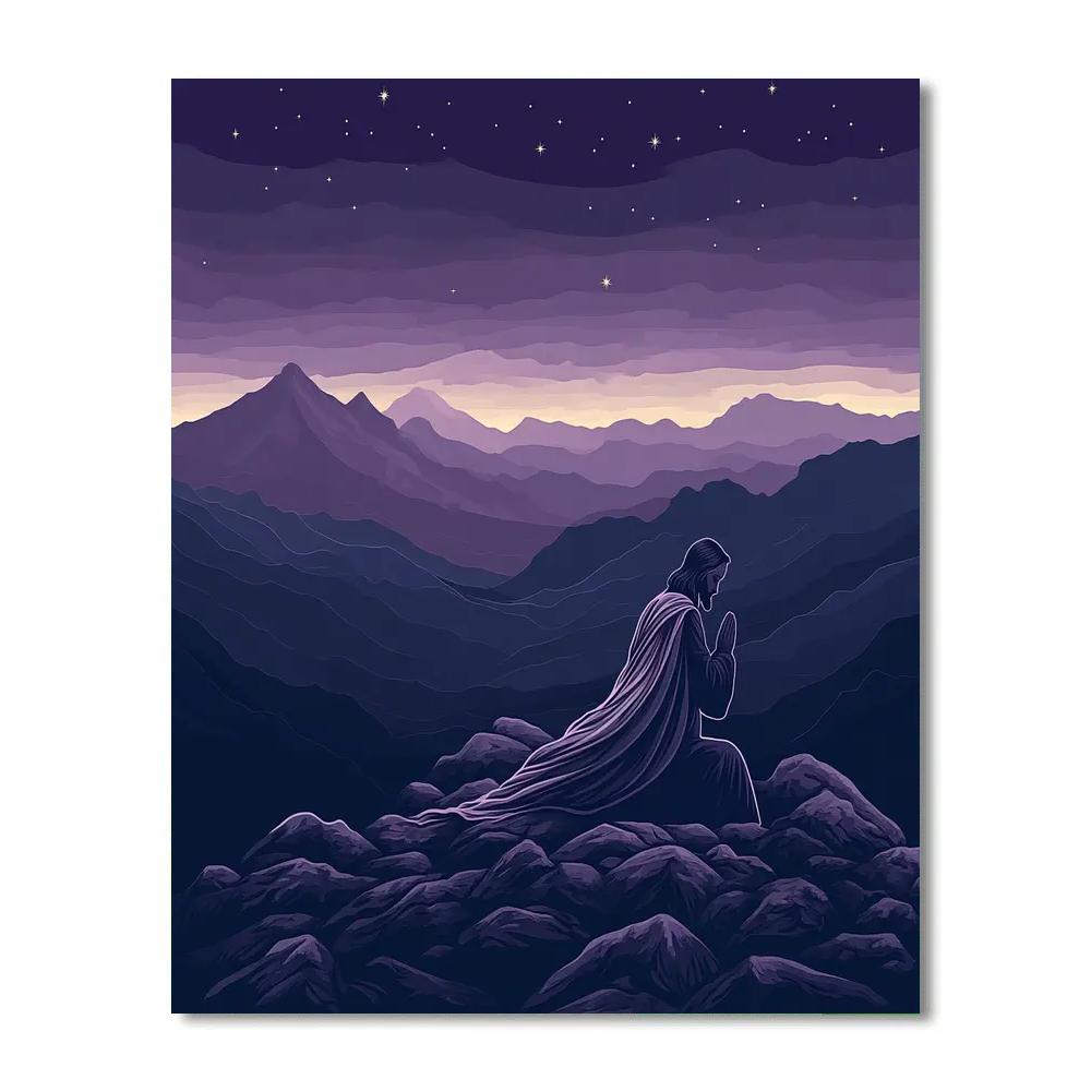 Jesus Prayer On Mountain Ridge At Twilight DIY paint by numbers
