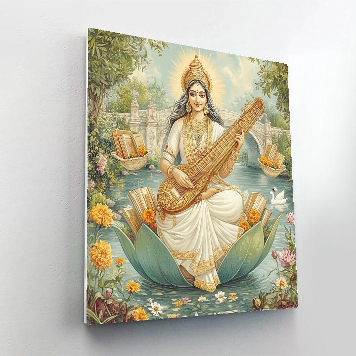 Saraswati In The Floating Library Garden painting number kit