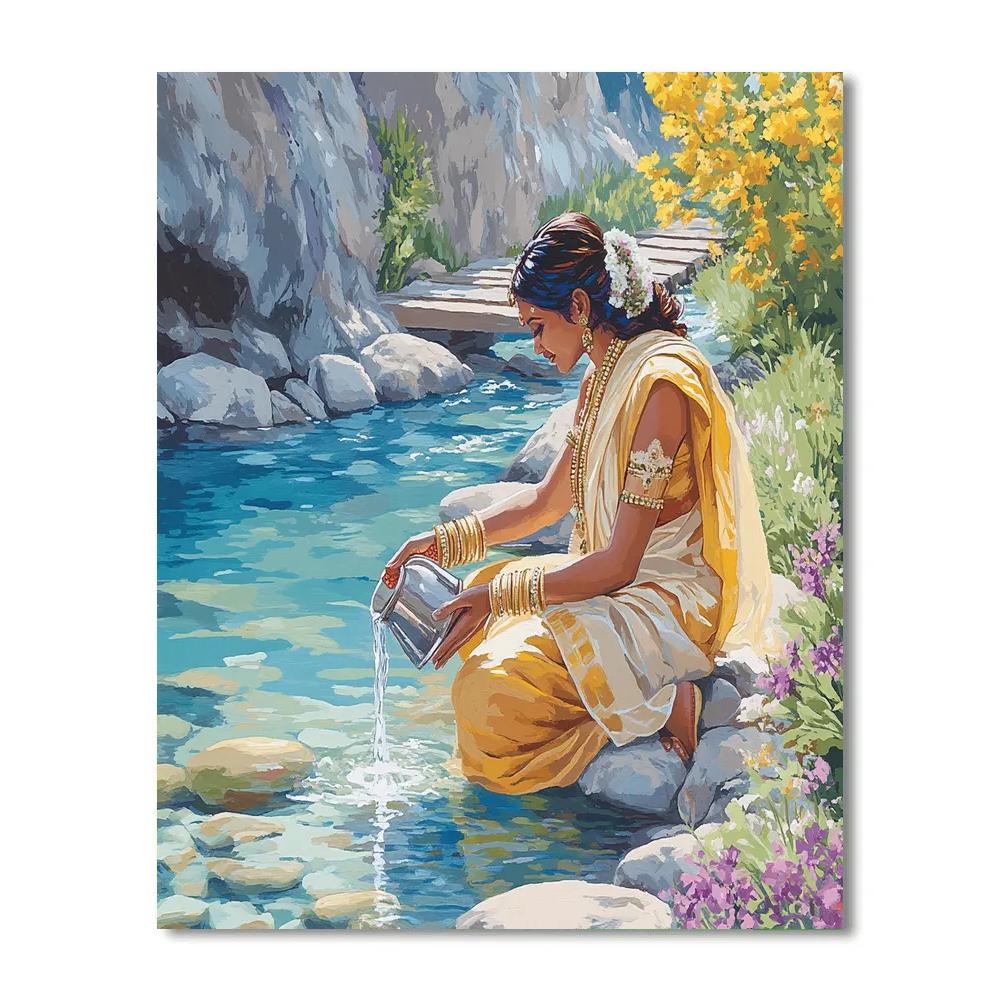 Mountain Stream Parvati Offering Paint by numbers art