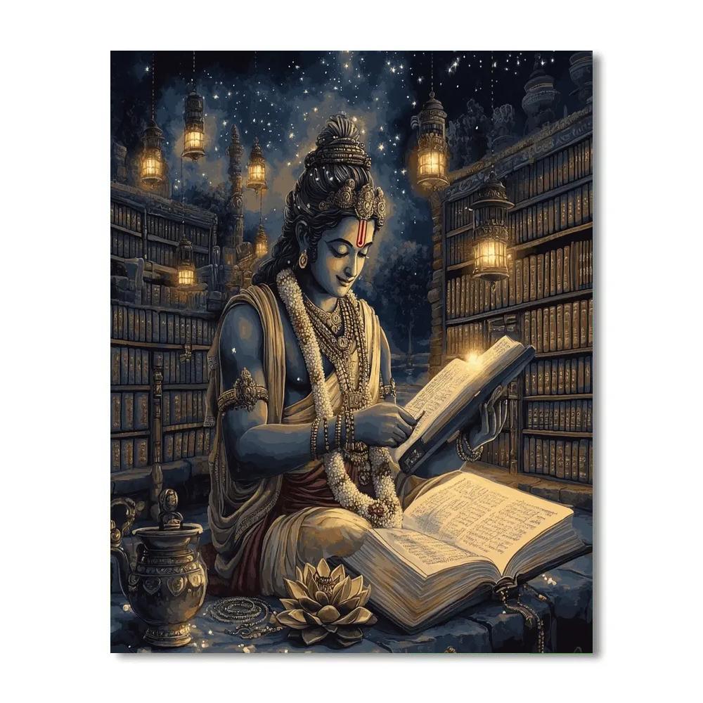 Brahma Lantern Library At Night Painting by numbers kit