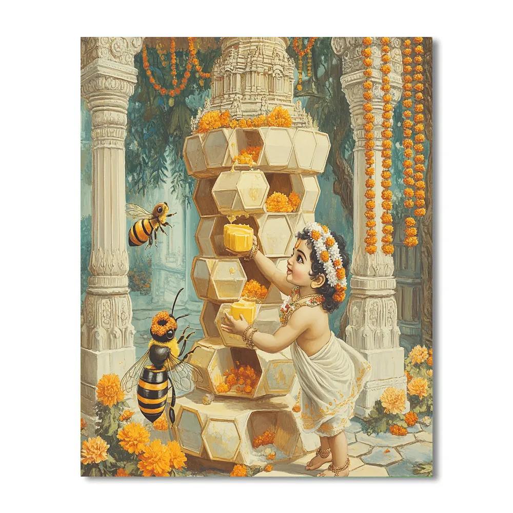 Krishna And The Honeycomb Temple Of Butter DIY paint by numbers