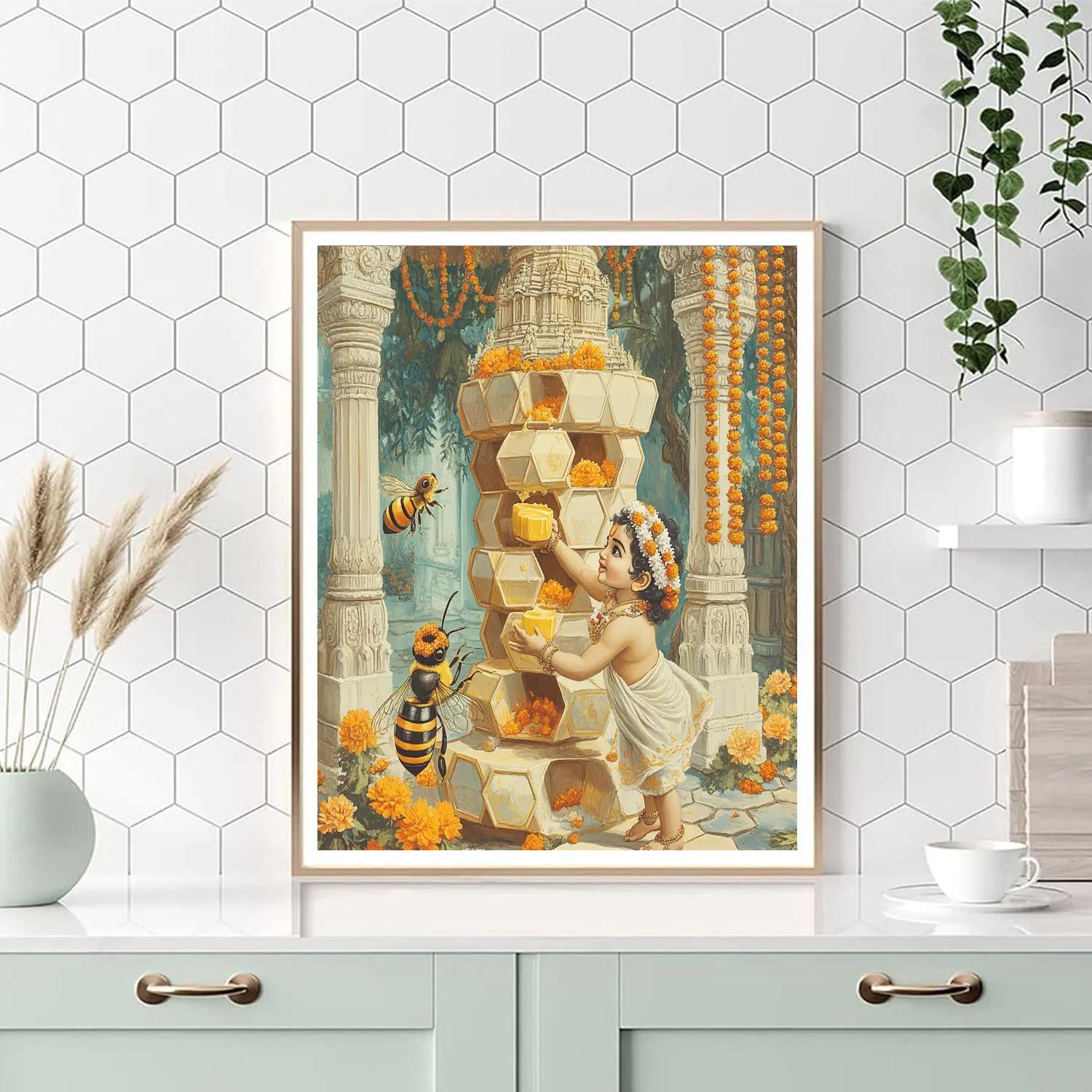 Krishna And The Honeycomb Temple Of Butter DIY paint by numbers