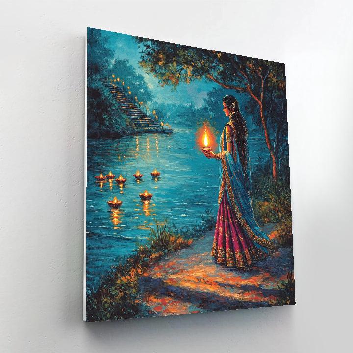 Parvati Candlelit Riverbank Aarti paint by number