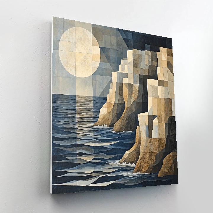 Pablo Picasso Inspired Fractured Tidal Cliffs And Moonlit Sea paint by numbers