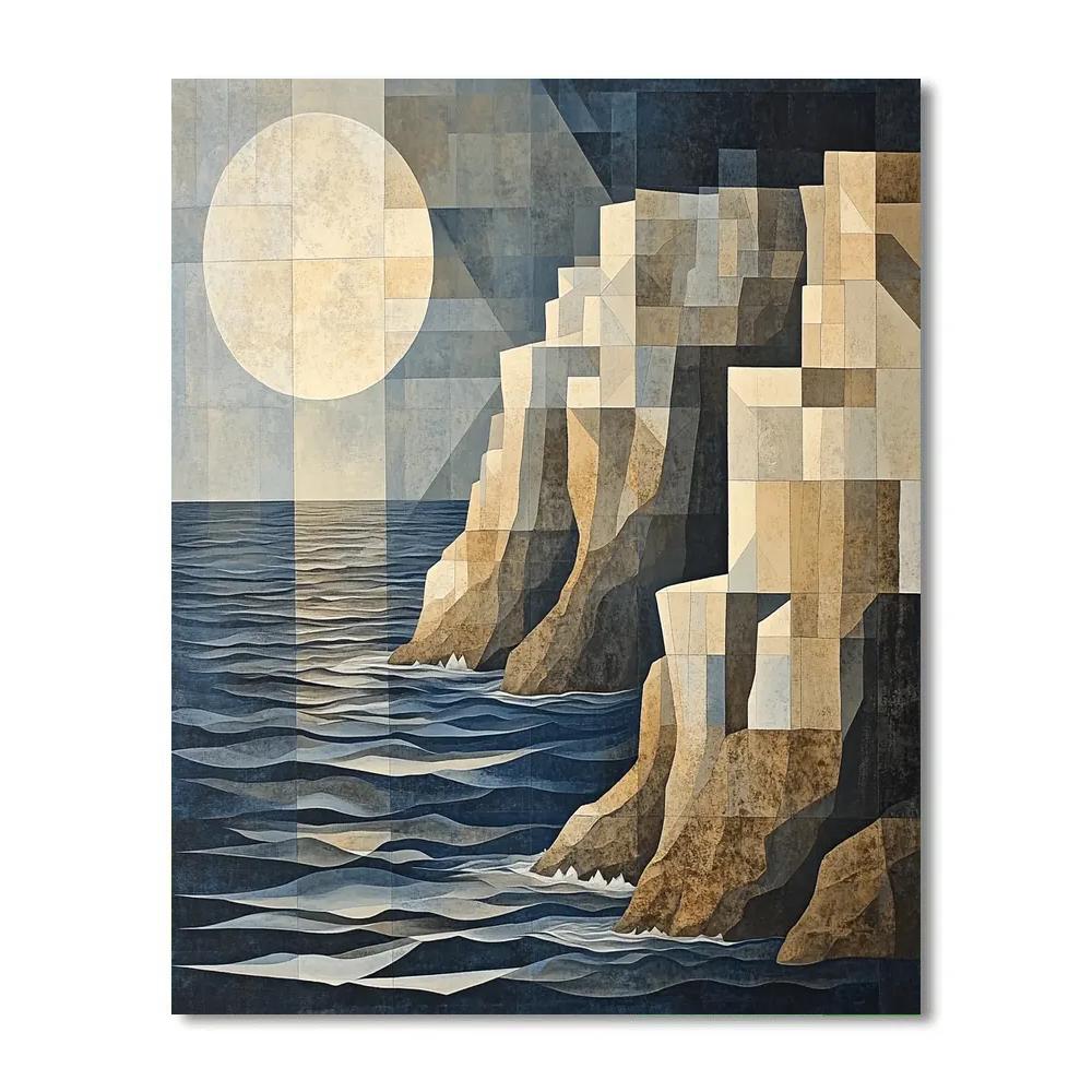 Pablo Picasso Inspired Fractured Tidal Cliffs And Moonlit Sea paint by numbers