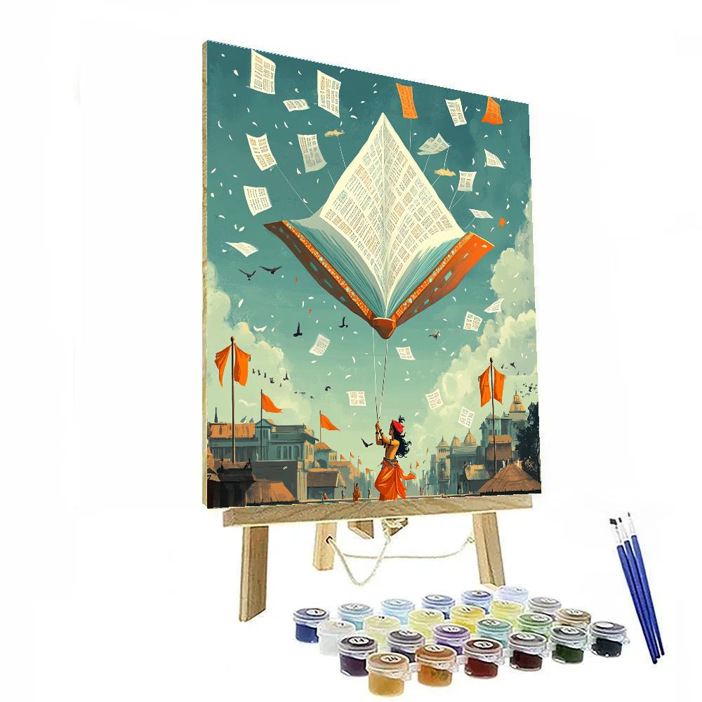 Krishna And The Floating Gopala Kite Library Paint by numbers kits